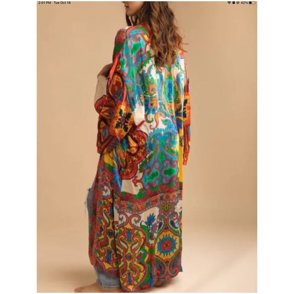 New Rag & Muffin Multi Print Bohemian Style Kimon… - image 3